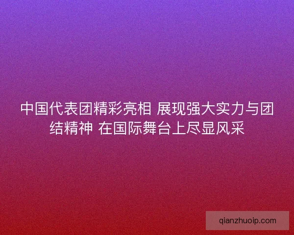 中国代表团精彩亮相 展现强大实力与团结精神 在国际舞台上尽显风采