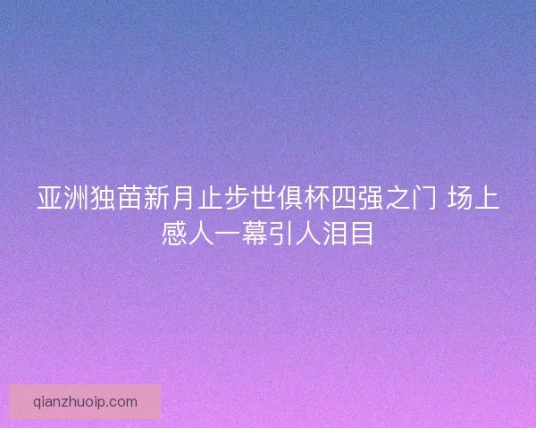 亚洲独苗新月止步世俱杯四强之门 场上感人一幕引人泪目