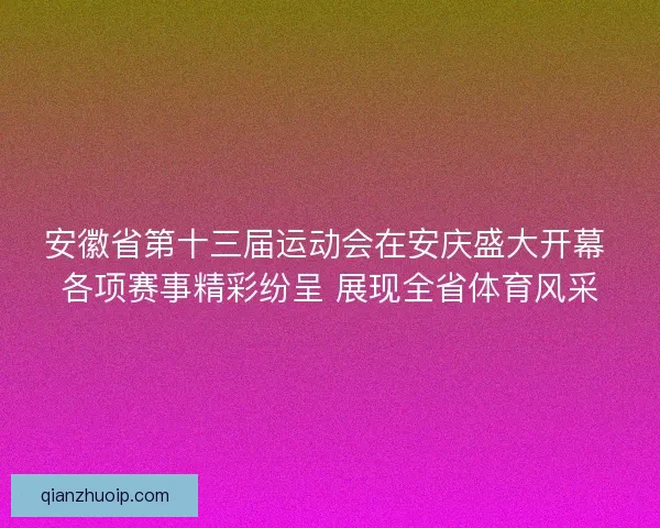 安徽省第十三届运动会在安庆盛大开幕 各项赛事精彩纷呈 展现全省体育风采
